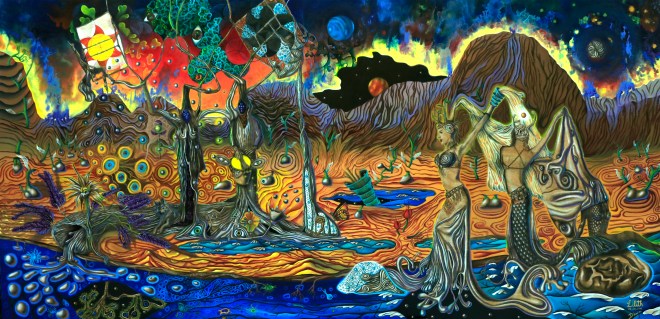 Lilith, The woman before Eve. Oil and charcoal on wood/ oleo and charcoal sobre madera, 2.50 X 1.25m.